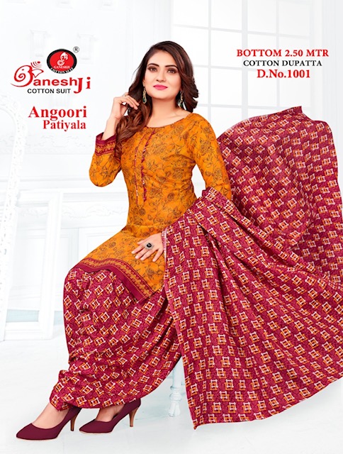 Ganeshji Angoori Patiyala 1 Indo Fancy casual Daily Wear Printed Cotton Dress Material Collection